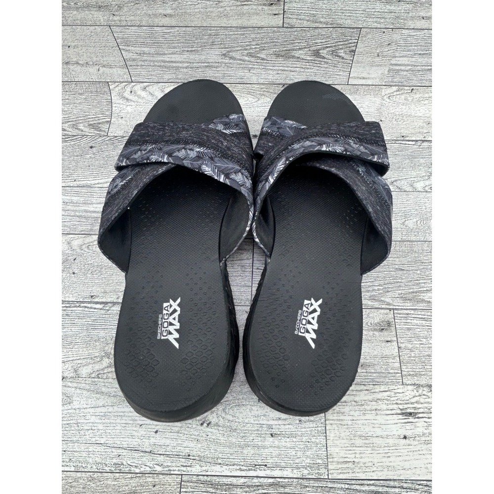 Skechers On-The-Go MAX Black Criss Cross Slides Comfort Sandals Women's Size 9 - Picture 6 of 11